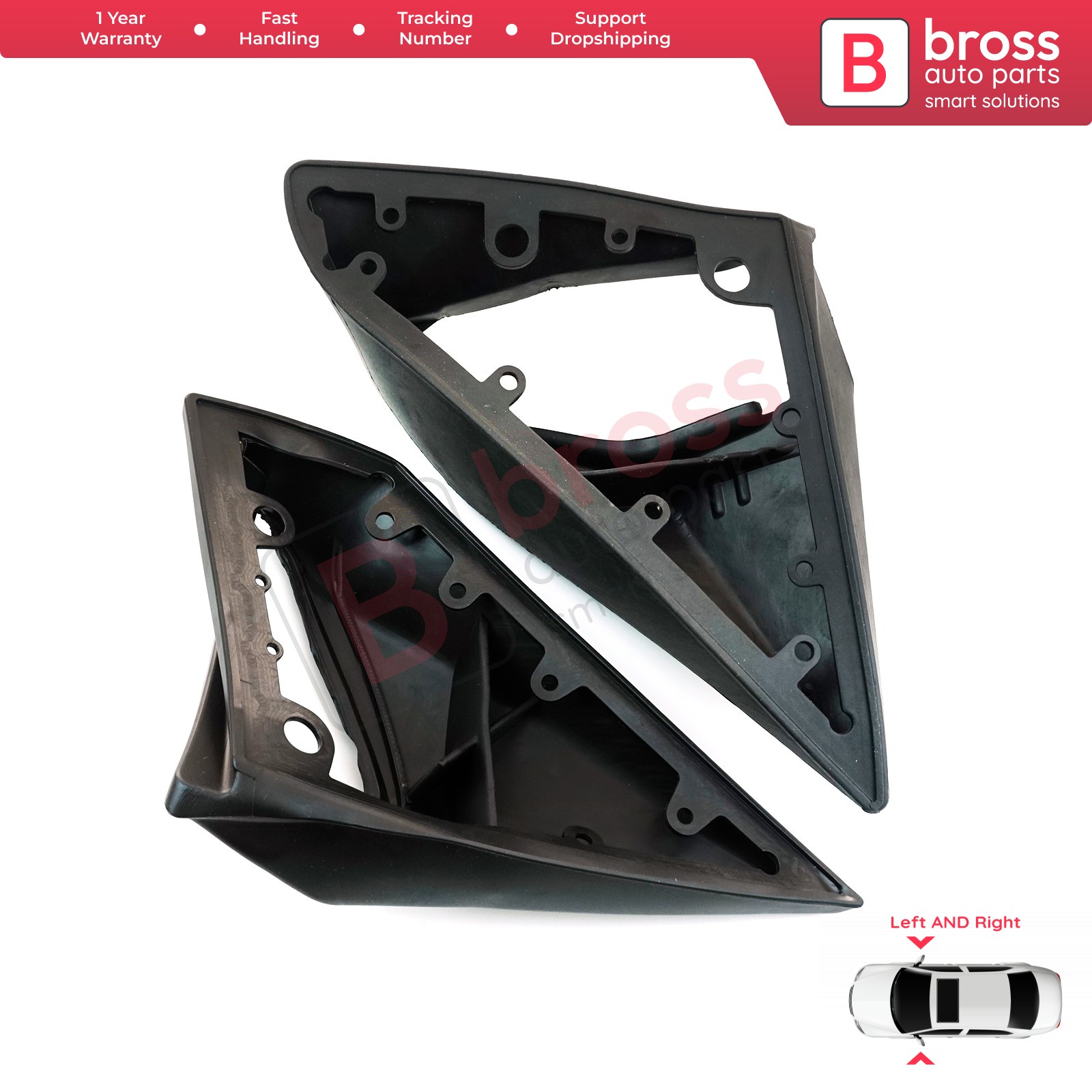 Bross BSP846FBA Exterior Mirror Rubber Seals Pads L+R A1248107716 for Mercedes Benz W201/ W124 Bross Auto Parts