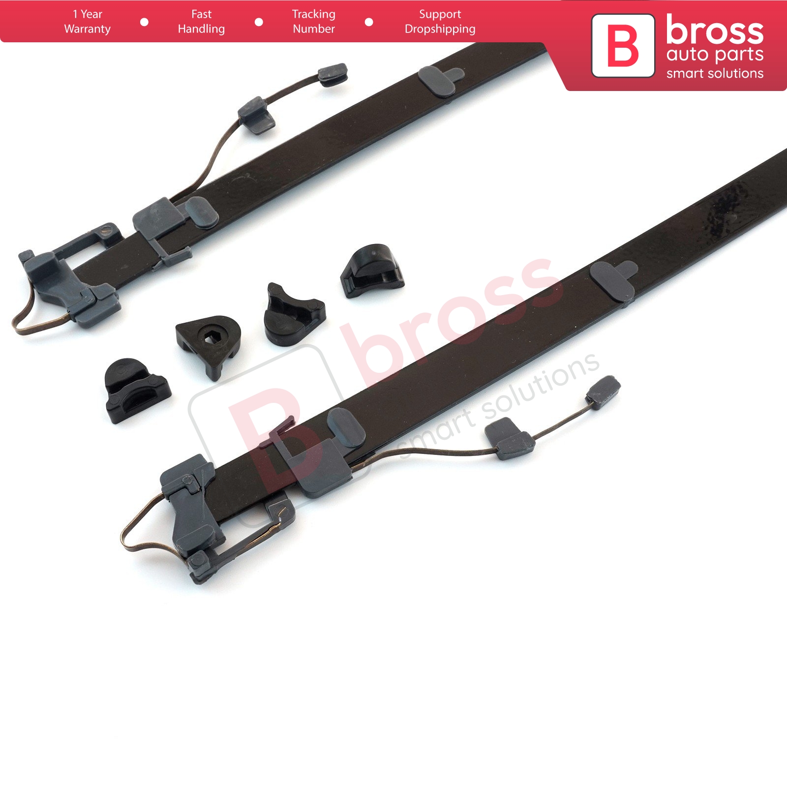 BROSS Auto Parts BSR533-2 4 Pieces Sunroof Rail Frame Glass Slider Guide Repair Bracket Compatible With Mercedes CLA A C E Class W176 W177 W205 C207 C117