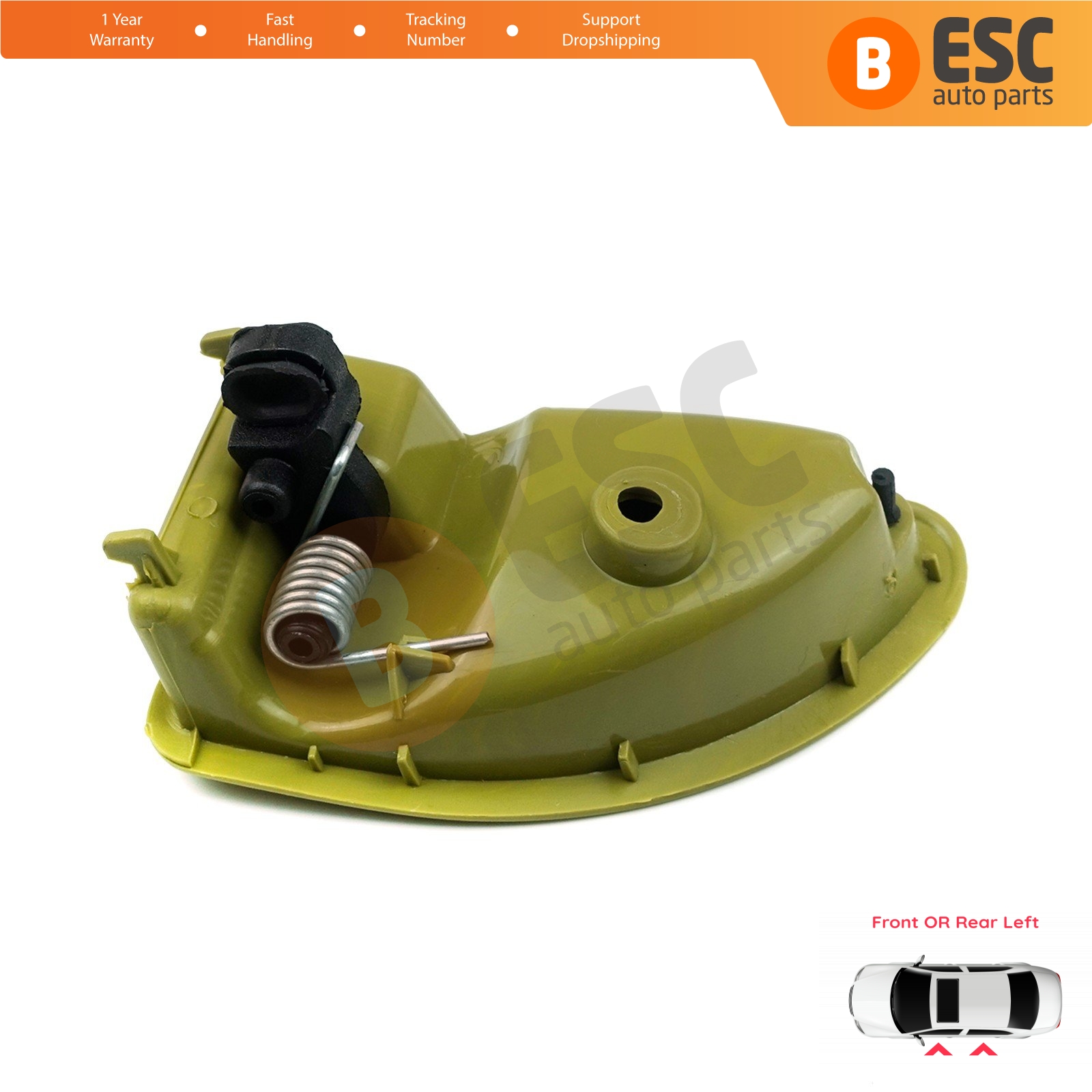 Left Inner Door Handle Olive Green For Renault Kangoo MK1 Twingo I Kubistar X76