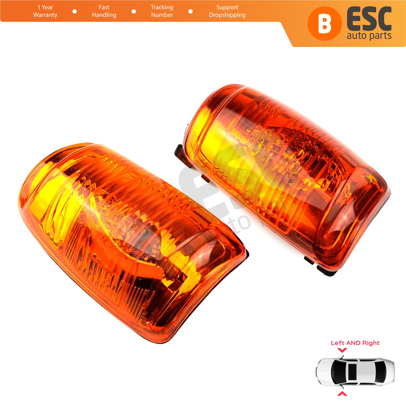 Side Wing Mirror Amber Indicator Lamp Lens L+R for Ford Transit MK8 V363 2013-On