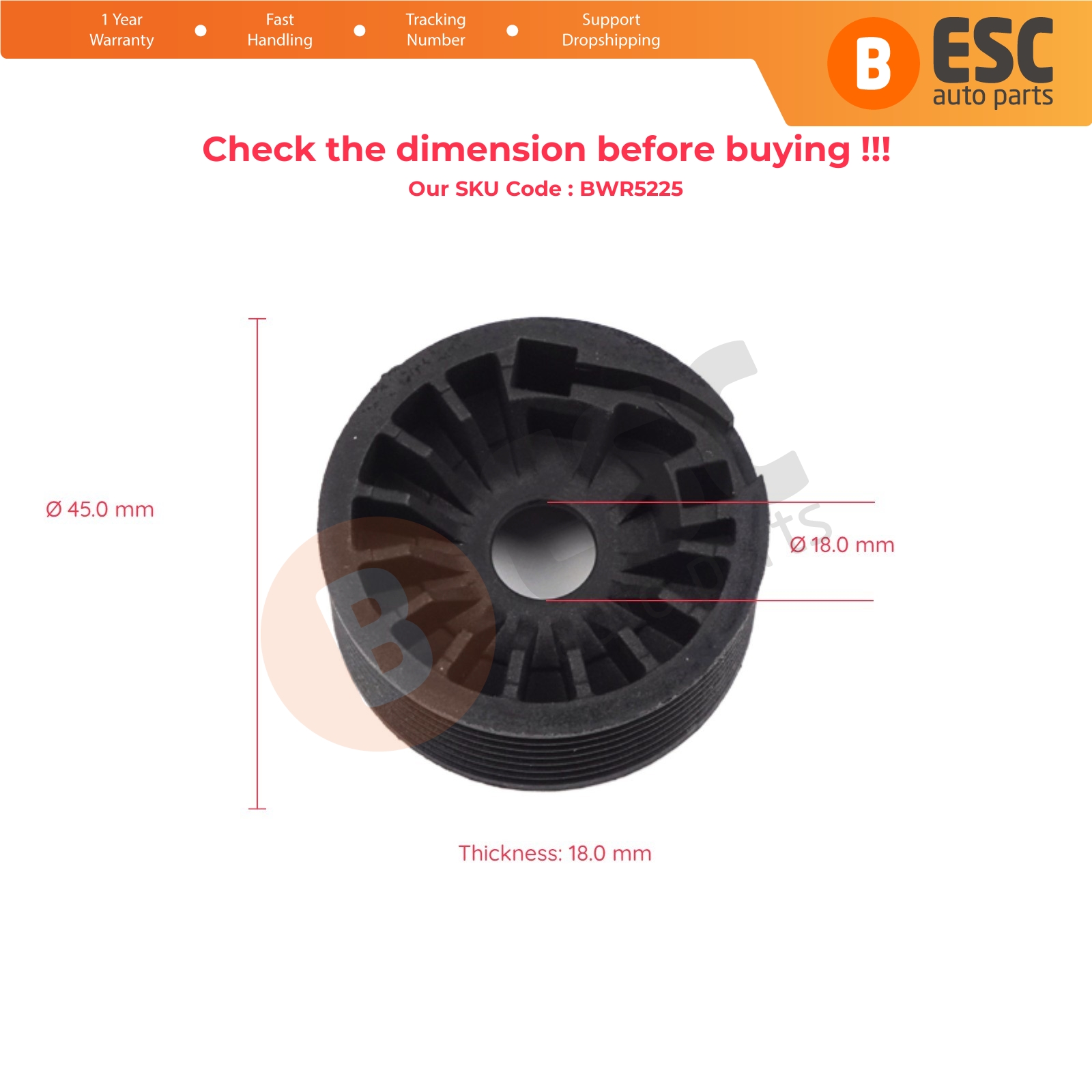ESC EWR5225 Window Regulator Repair Wheel Right for Fiat Tipo MK2 Egea