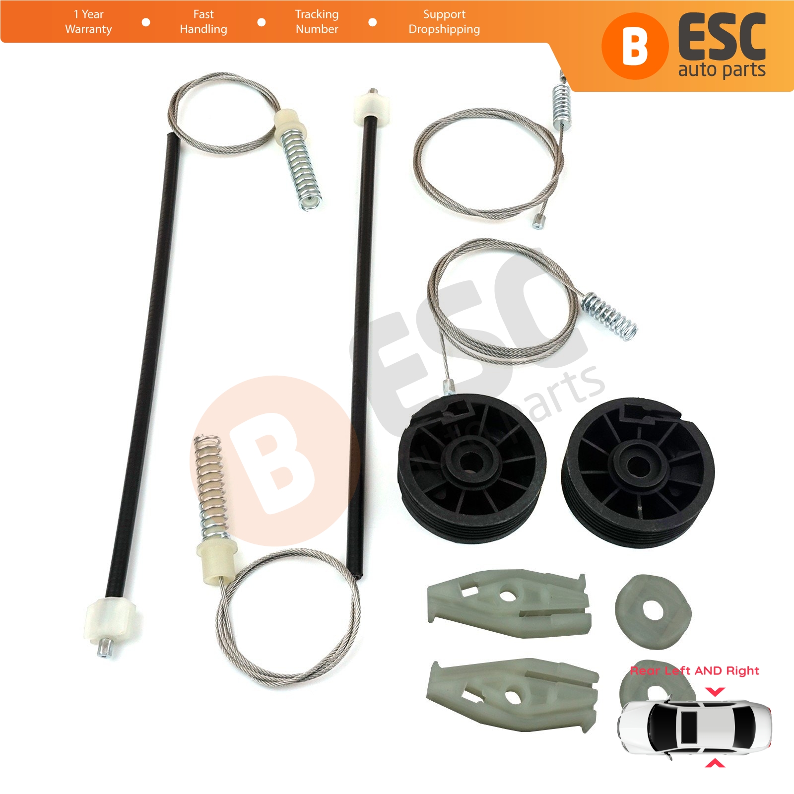 Window Regulator Kit Rear Left Right for Peugeot 206 CC 2D T16 2000-2008 2-Door