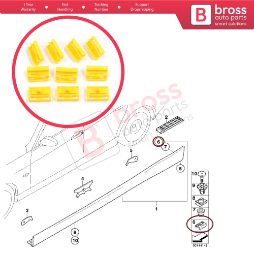 10 Pieces Rocker Panel Moulding Clamp Clips for BMW 3 Series E90 E91 2004-2012 51777166869