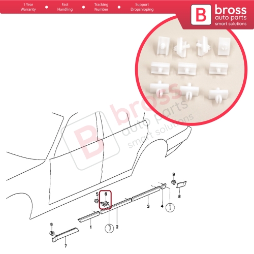 10 Pieces Door Body Trim Moulding Clamp Clips for BMW 5 Series E34 Alpina B10 1987-1995 4/5 Door 51131946258