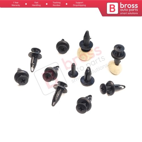 10 Pieces Push-Type Retainer Fastener Fixing Clips for Ford Focus Mondeo Transit Ka Connect Custom W703243-S300 1060989 