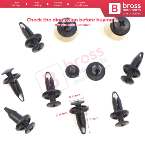 10 Pieces Push-Type Retainer Fastener Fixing Clips for Ford Focus Mondeo Transit Ka Connect Custom W703243-S300 1060989 