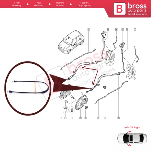 Front Door Inner Lock Inner Release Cable 7700413048 for Renault Clio MK2