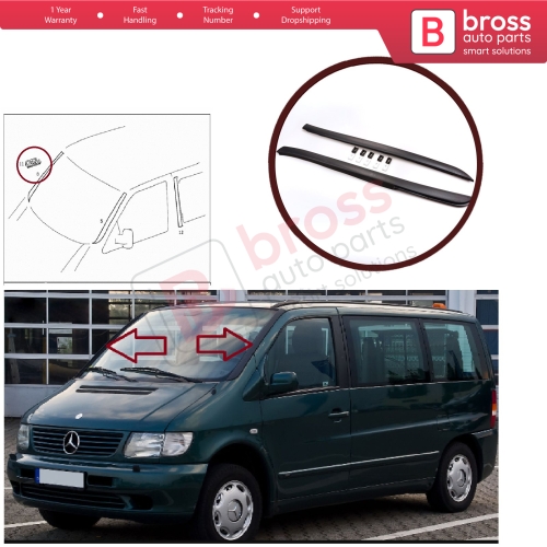 Front Windshield Glass Trim Moulding Pillar Cover Clips Set Left Right 6386980179 6389840861 for Mercedes Vito W638