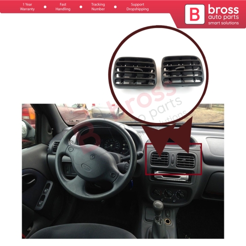 Air Vent Intake Grille Diffuser Set Black 7702258279 7702258280 for Renault Clio MK2 Symbol MK1 MK2 Thalia