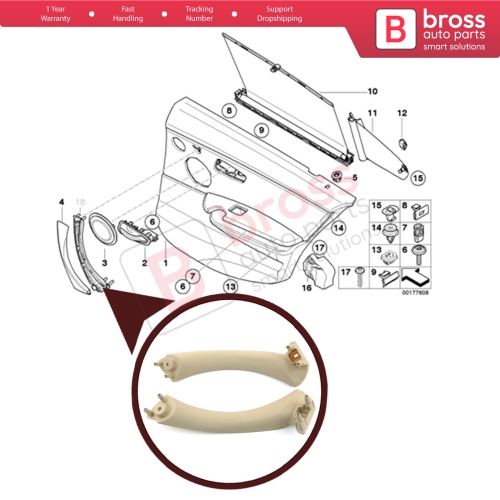 Inner Door Handle Pull Strap Bracket Beige 51417230849 51417230850 Left Right for BMW 3 E90 E91