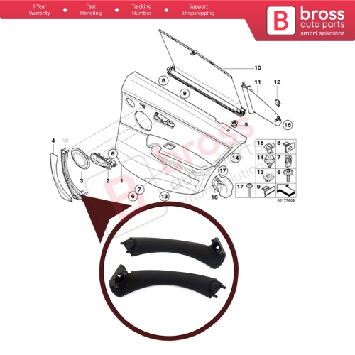 Bross Auto Parts - BDP1055 Inner Door Handle Pull Strap Bracket