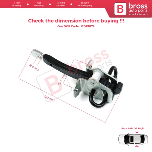 2 Pieces Rear Door Hinge Brake Stop Check Strap Limiter for BMW 7 Series E38 Sedan 1994-2001 51228234605 