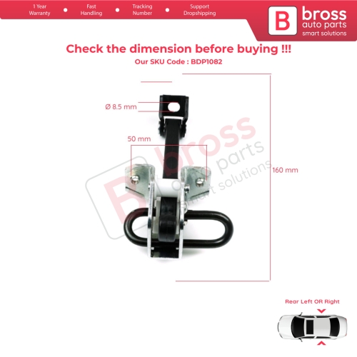 Rear Door Hinge Brake Stop Check Strap Limiter 51228160963 for BMW 3 E46 Saloon Estate