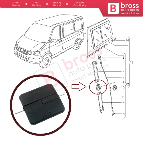 Side Sliding Window Glass Latch Opener Grip Button 2K0847781B for VW Caddy MK3 T5 T6 Multivan Caravelle