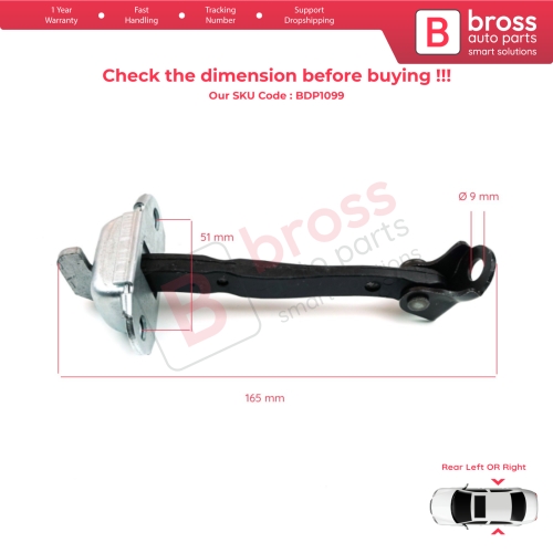 2 Pieces Rear Door Stop Check Assy Limiter Strap for Toyota Hilux MK8 N1 Fortuner MK2 Revo 2015-On 686300K091