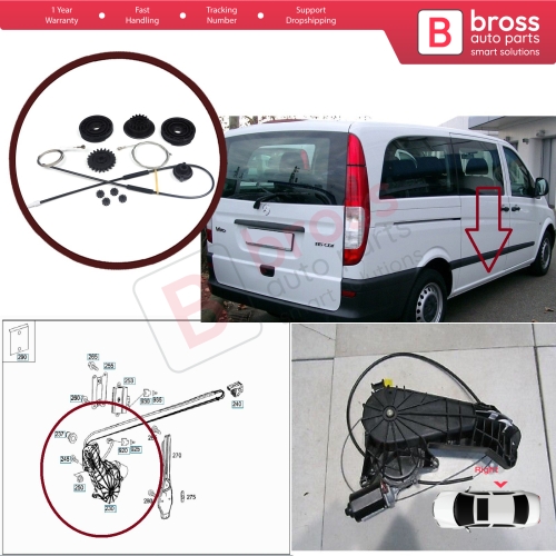 Right Electric Sliding Door Drive System Guide Rail Set 6398200442 for Mercedes Vito Viano W639 W447
