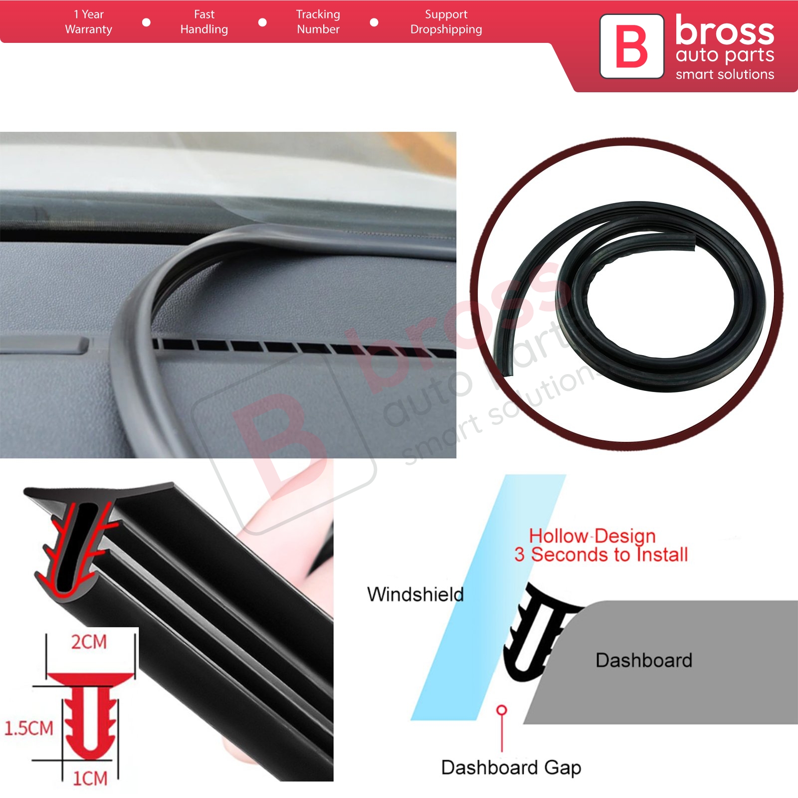 Bross Auto Parts LLC - BDP1113 Car Dashboard Sealing Strip Rubber