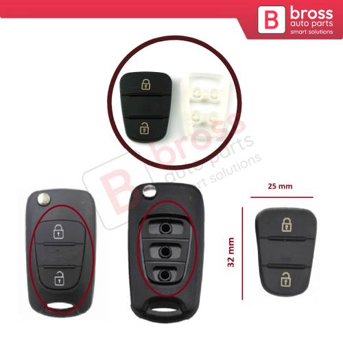 Rubber Pad 2 Button Flip Car Remote Key Shell Insert Case Cover For Hyundai Kia