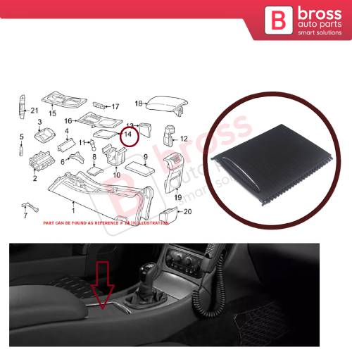 Console Slide Roller Blind Stowage Cover Black 20368001239051 for Mercedes W203 CL203