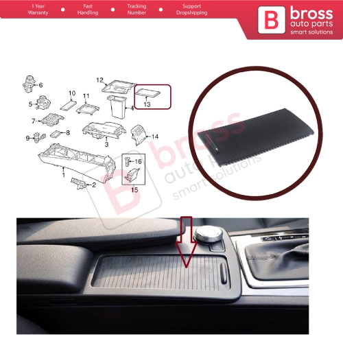 Console Slide Roller Blind Stowage Cover 20468047089051 for Mercedes W204 E W207 W212