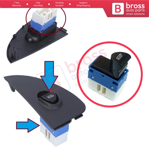 Power Window Switch Button 6 Pin Front Right Door Blue 98809719 For Siena Fiat Albea Palio Strada