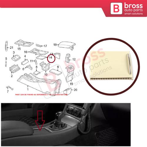 Console Slide Roller Blind Stowage Cover Beige 20368001239051 for Mercedes W203 CL203
