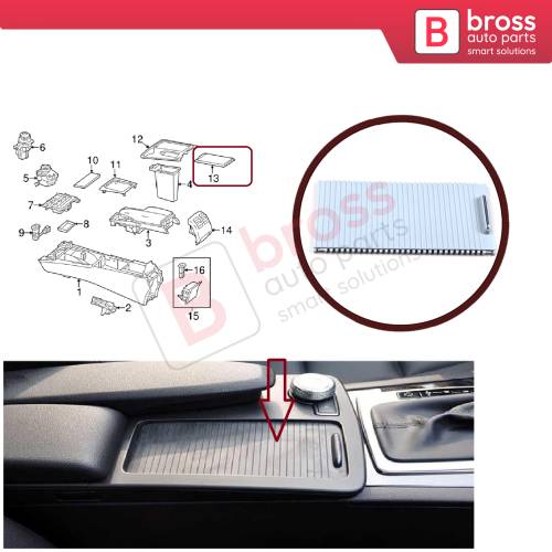 Console Slide Roller Blind Stowage Cover Gray 20468047089051 for Mercedes W204 E W207 W212