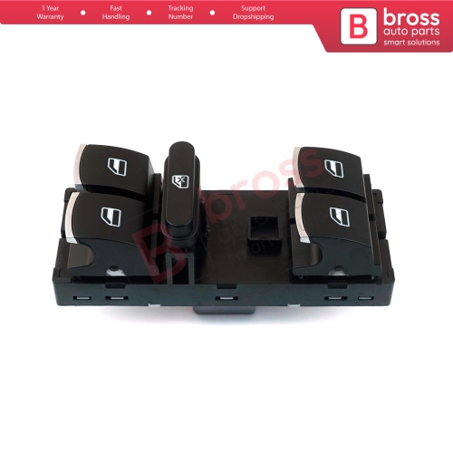 Window Master Switch Front Driver Side 5K4959857 for VW Golf Jetta Passat Tiguan Scirocco Caddy EOS Touareg Touran Seat Alhambra