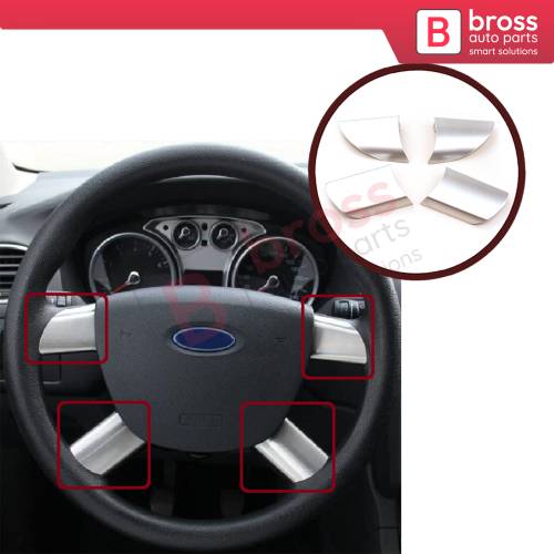 Steering Wheel Trim Cover Chrome Plated Set for Ford Focus MK2 2004-2010