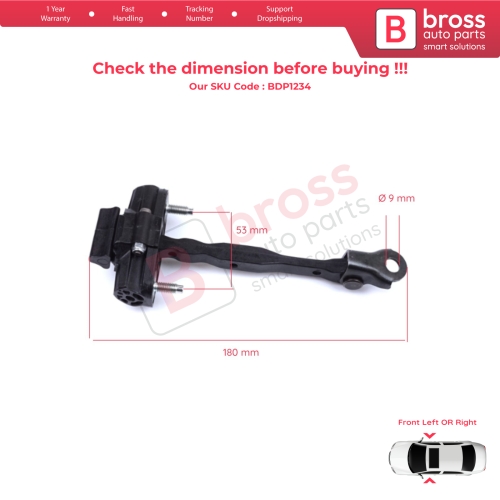 2 Pieces Front Door Hinge Stop Check Strap Limiter for Vauxhall Opel Astra K B16 Crossland X Cruze 2016-2019 Buick Verano 13456270
