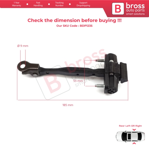 2 Pieces Rear Door Hinge Stop Check Strap Limiter for Vauxhall Opel Astra K B16 Crossland X Cruze 2016-2019 Buick Verano 13456270