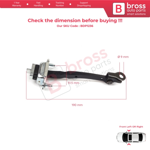2 Pieces Front Door Hinge Stop Check Strap Limiter for Vauxhall Opel Mokka A J13 Buick Encore MK1 2013-2020 42467900
