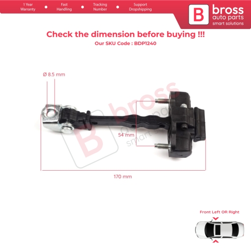 2 Pieces Front Door Hinge Stop Check Strap Limiter for Vauxhall Opel Grandland X	A18 P1UO 2017-On 3551468