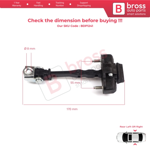 2 Pieces Rear Door Hinge Stop Check Strap Limiter for Vauxhall Opel Grandland X A18 P1UO 2017-On 3551472