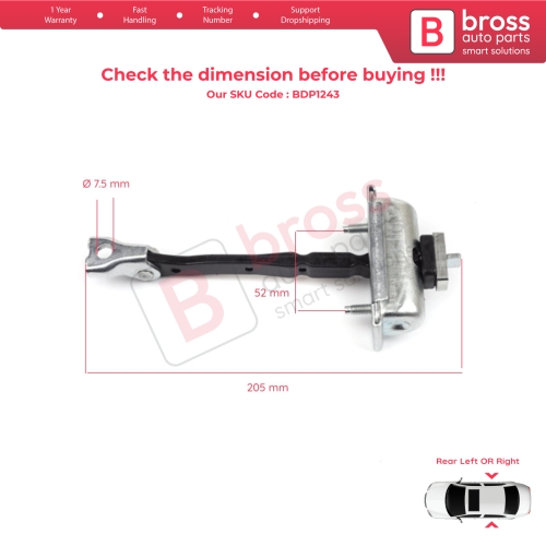 Rear Door Hinge Stop Check Strap Limiter 39045011 for Opel Zafira Tourer C P12 2011-2019