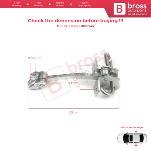 2 Pieces Rear Door Hinge Stop Check Strap Limiter 13186210 for Chevrolet  Vauxhall  Opel Meriva A X03 2003-2010