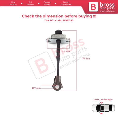 Front Door Hinge Stop Check Strap Limiter 804301666R for Renault Megane MK4 2015-On 4/5 Door