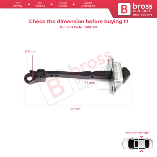 Rear Door Hinge Stop Check Strap Limiter 824306058R for Renault Megane MK4 2015-On 4/5 Door