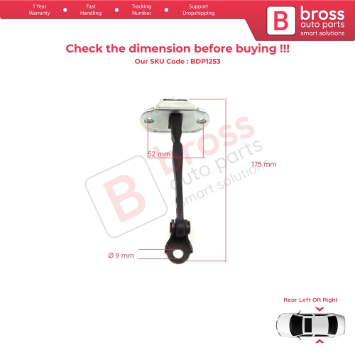 2 Pieces Rear Door Hinge Stop Check Strap Limiter for Renault Kadjar Nissan Qashqai MK2 J11 824304EA0A