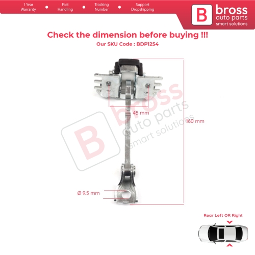 Rear Door Hinge Stop Check Strap Limiter 824310005R for Renault Scenic MK3 JZ0/1 2009-2016	