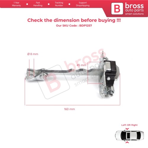 2 Pieces Front Door Hinge Stop Check Strap Limiter for Renault Megane MK3 DZ0/1 Coupe 2008-2016 804309044R 