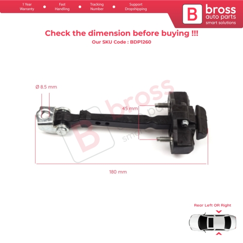 2 Pieces Rear Door Hinge Stop Check Strap Limiter for Renault Clio MK4 BH/KH 2012-2021 824307049R 