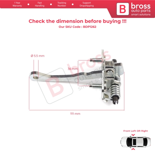 Front Door Hinge Stop Check Strap Limiter 6006003653 for Renault Express Rapid Super 5 1985-2000