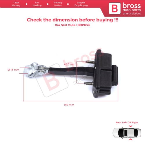 Rear Door Hinge Stop Check Strap Limiter for Fiat Punto Evo Grande Punto 199 51961552