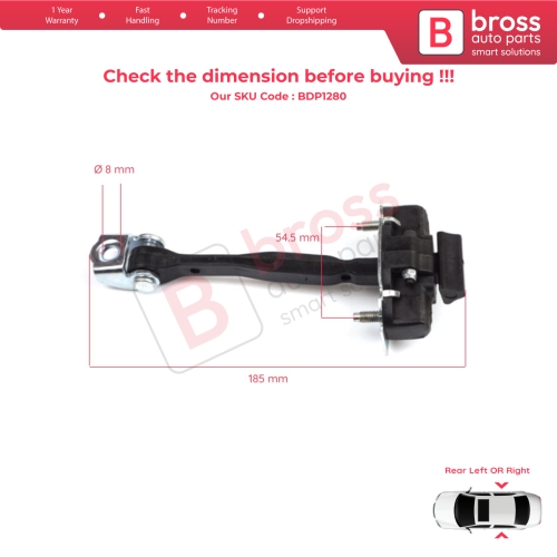 2 Pieces Rear Door Hinge Stop Check Strap Limiter for Fiat 500X 334 2014-On 51939944