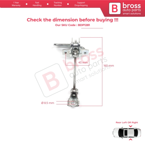 Rear Door Hinge Stop Check Strap Limiter for Fiat Panda MK2 169 2003-2012 46826530