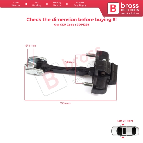 2 Pieces Door Hinge Stop Check Strap Limiter for Alfa Romeo MiTo 955 2008–2018 3-Door HB 50509095