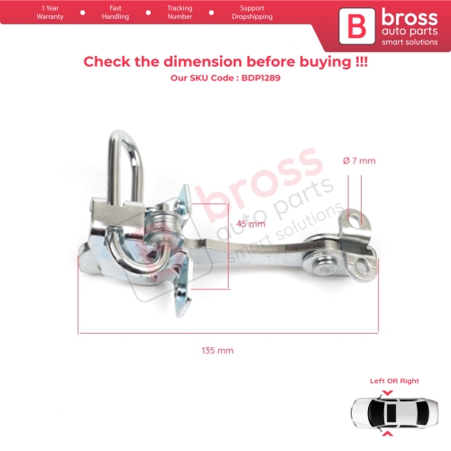 Door Hinge Stop Check Strap Limiter for Lancia Ypsilon MK2 843 2003–2011 3-Door HB 51758391