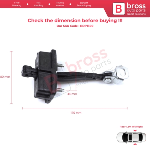 Rear Door Hinge Stop Check Strap Limiter for Fiat Panda MK4 312 319 519 2011-2023 Van Hatchback 52022104