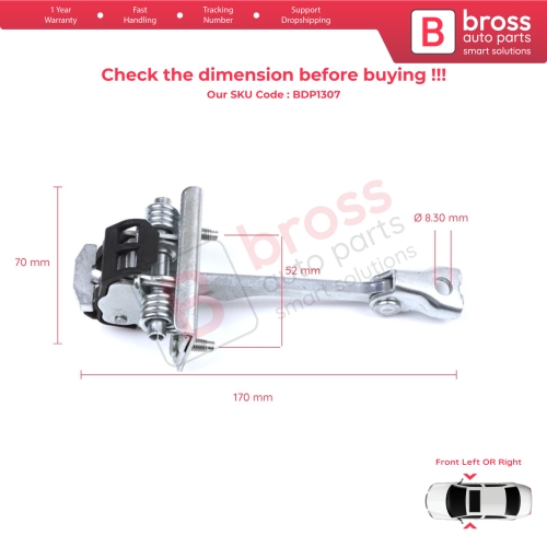 Front Door Hinge Stop Check Strap Limiter for Citroen DS3 2009-2019 9181Q8